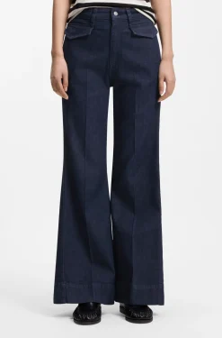 Flared jeans in blue Italian stretch denim