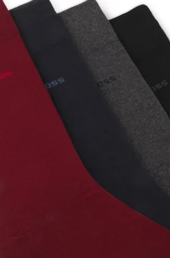 Four-pack of regular-length socks with logos