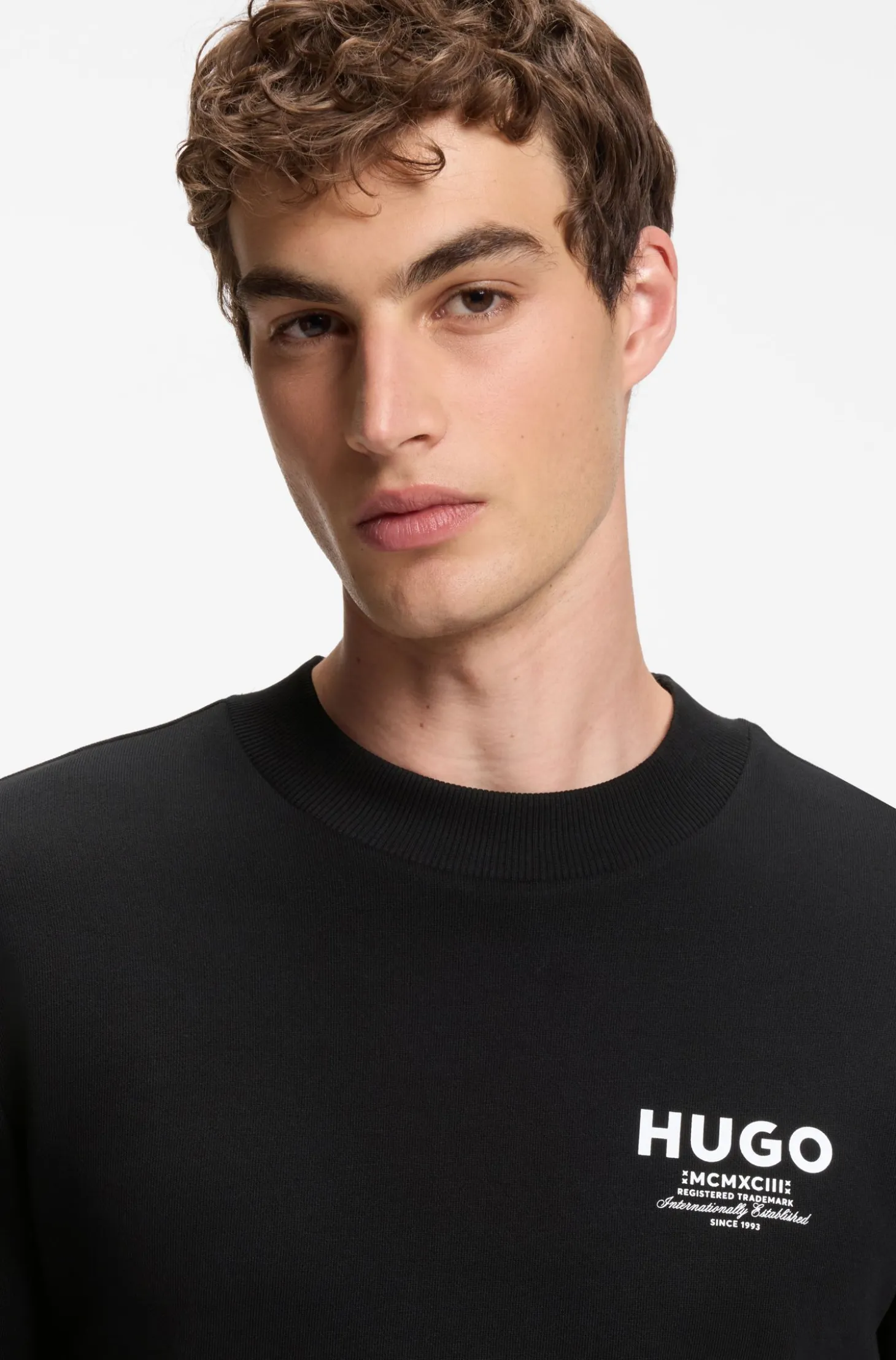 French terry cotton sweatshirt with bold logo print