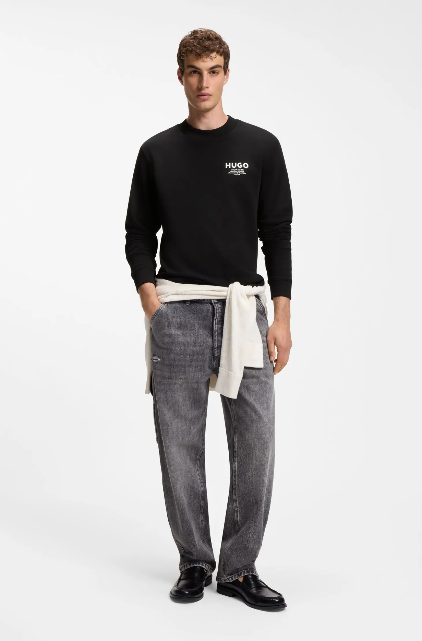 French terry cotton sweatshirt with bold logo print