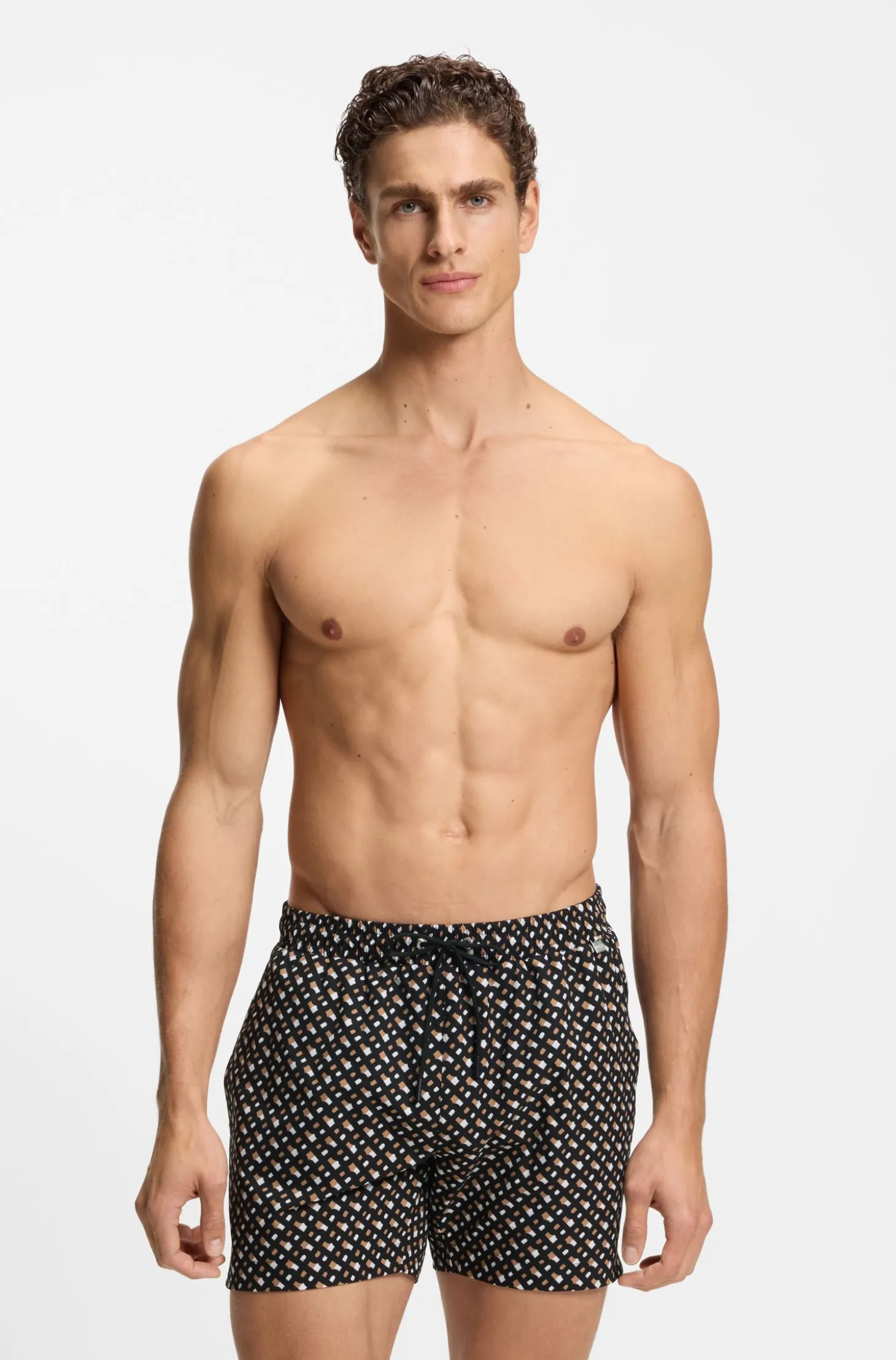 Fully lined quick-dry swim shorts with monogram print