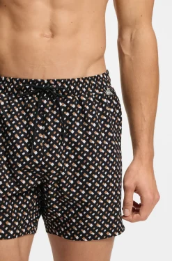 Fully lined quick-dry swim shorts with monogram print