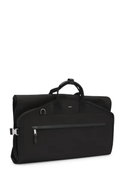 Garment bag with leather trims