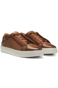 Gary trainers in brushed leather with elastic laces