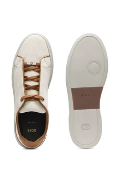 Gary trainers with canvas uppers and leather trims
