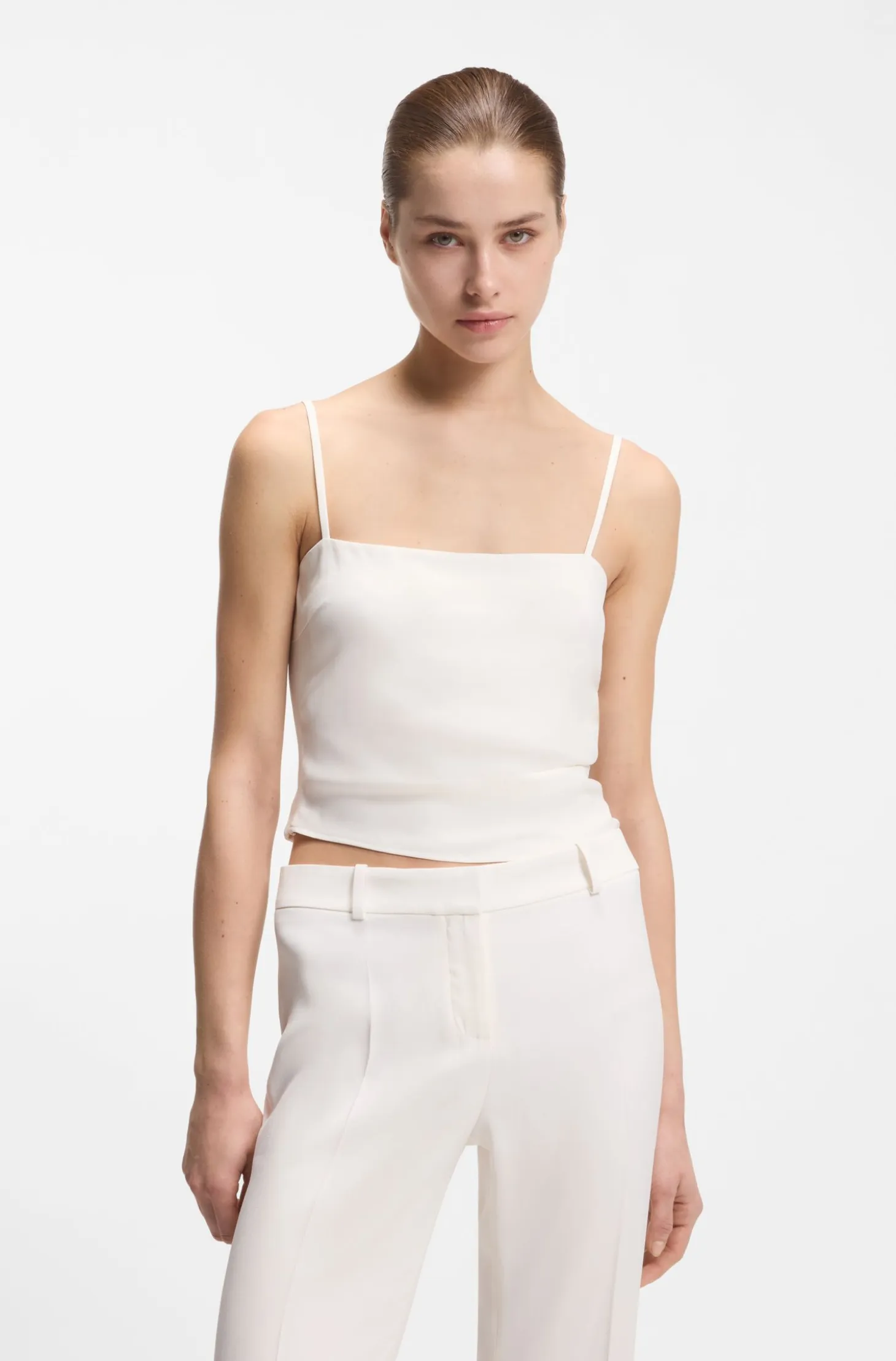 Gathered bandeau top with straps
