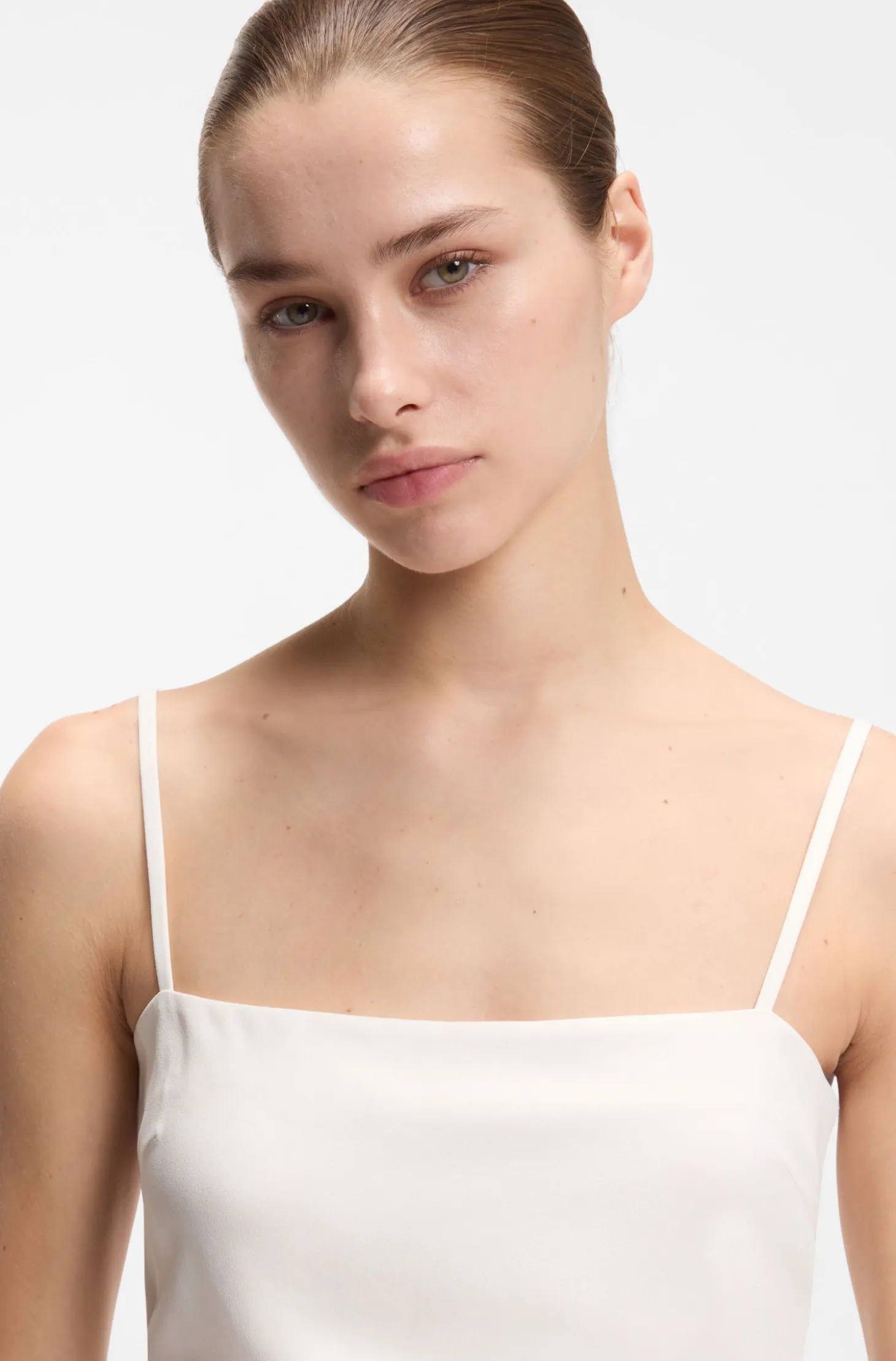 Gathered bandeau top with straps