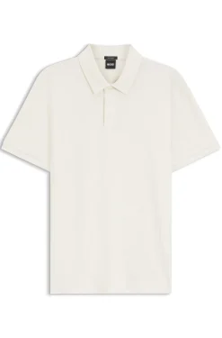 Geometric-jacquard polo shirt in cotton