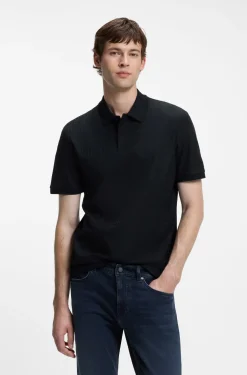 Geometric-jacquard polo shirt in cotton