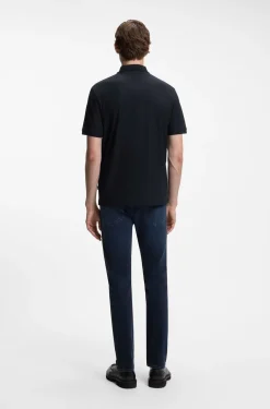 Geometric-jacquard polo shirt in cotton