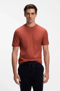 Geometric-jacquard T-shirt in cotton