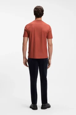 Geometric-jacquard T-shirt in cotton