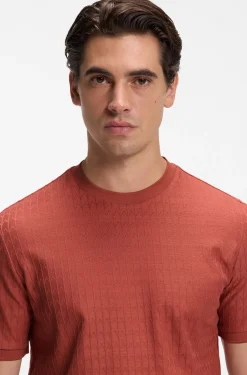 Geometric-jacquard T-shirt in cotton