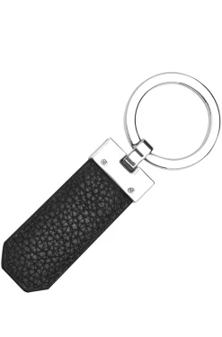 Gift-boxed key ring in grained leather with logos