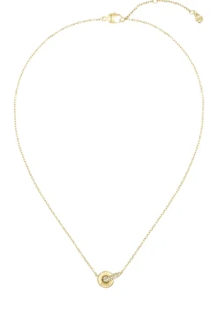 Golden interlocking-hoop necklace with pavé crystals
