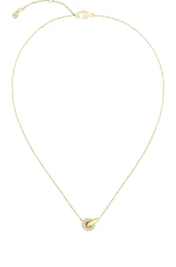 Golden interlocking-hoop necklace with pavé crystals