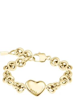 Gold-tone chain bracelet with heart charm