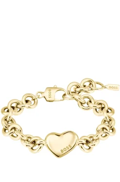 Gold-tone chain bracelet with heart charm