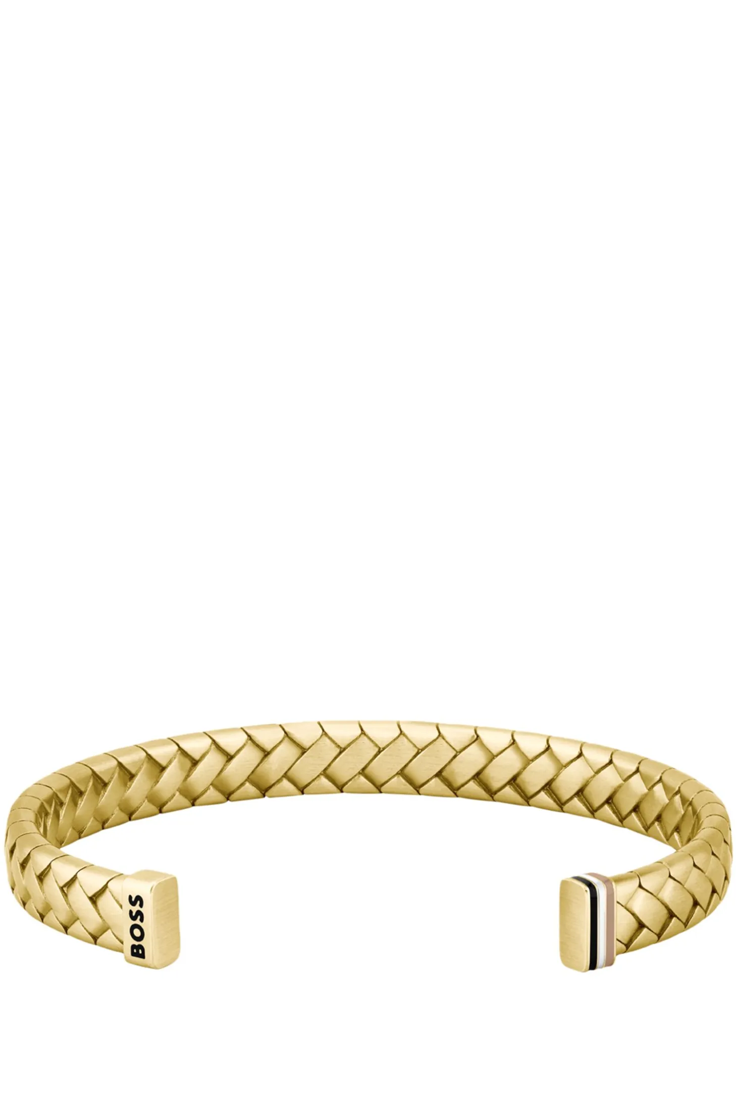 Gold-tone cuff with herringbone pattern