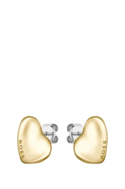Gold-tone earrings with heart-shaped design
