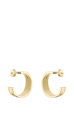 Gold-tone hoop earrings with ripple design