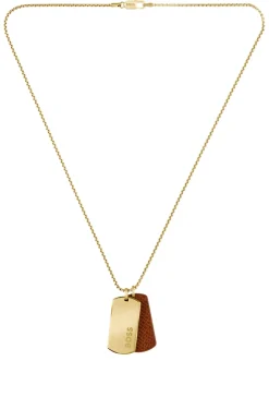 Gold-tone necklace with double-tag pendant