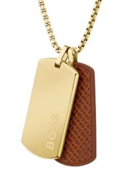 Gold-tone necklace with double-tag pendant