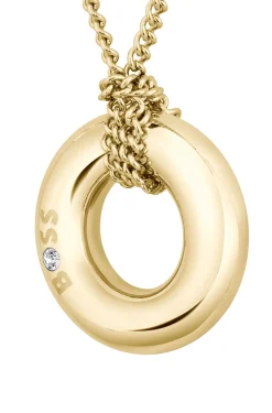 Gold-tone necklace with logo hoop