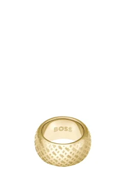 Gold-tone ring with engraved monograms