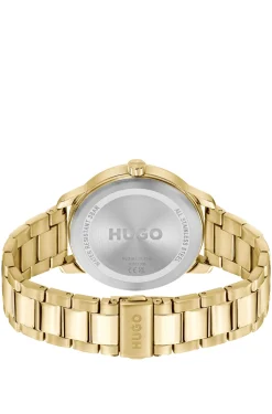 Gold-tone watch with black subeyes