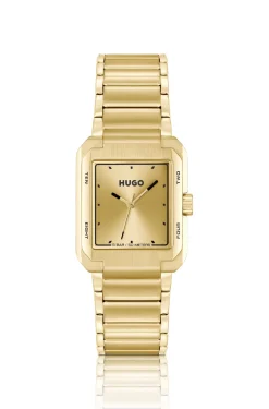Gold-tone watch with link bracelet
