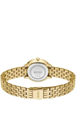 Gold-tone watch with silver-white dial