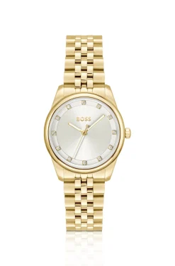 Graceful Precious crystal-embellished watch in gold-tone steel