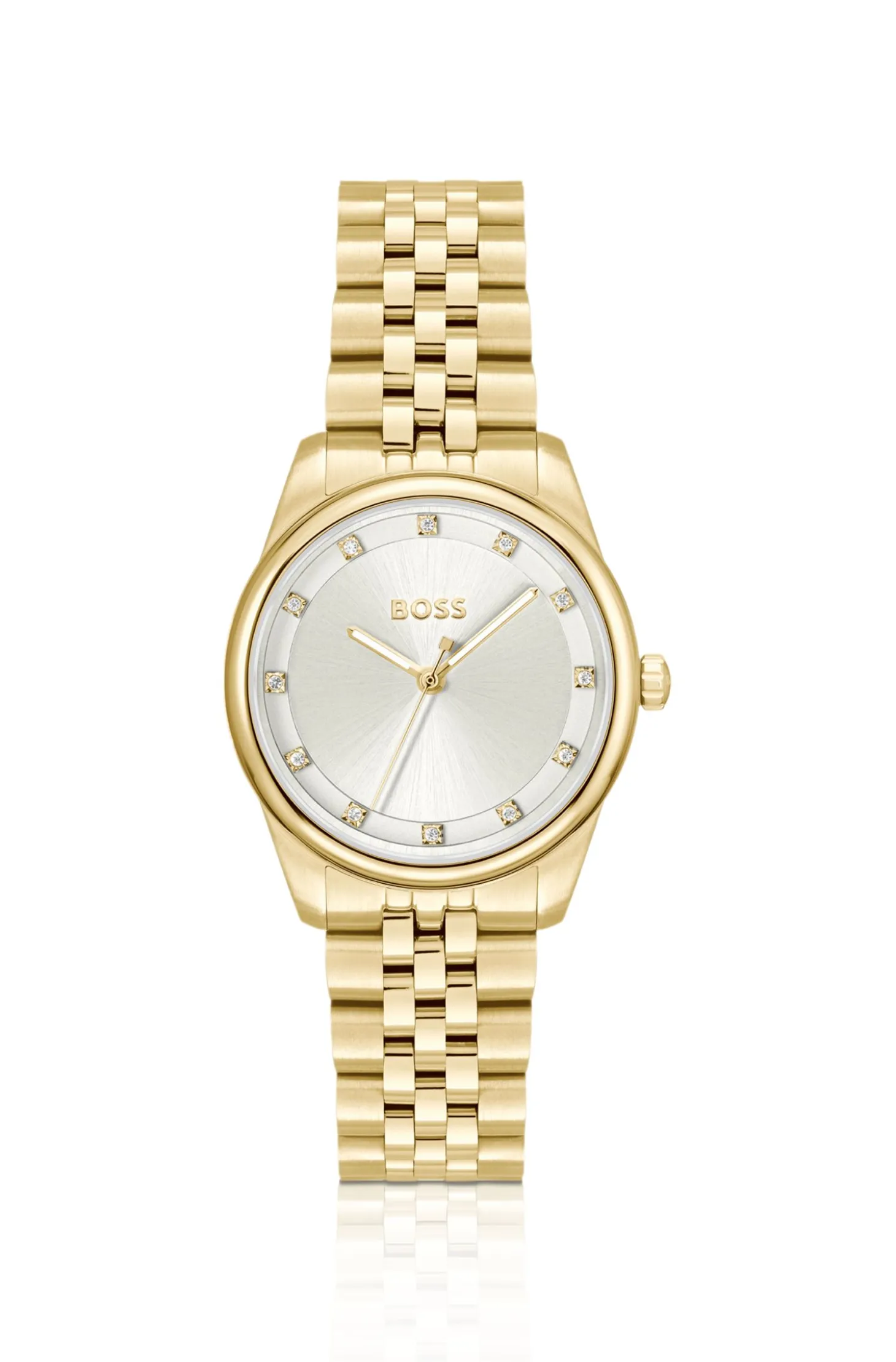 Graceful Precious crystal-embellished watch in gold-tone steel