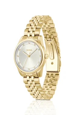 Graceful Precious crystal-embellished watch in gold-tone steel