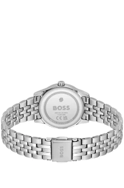 Graceful silver-tone watch with sunburst-patterned dial