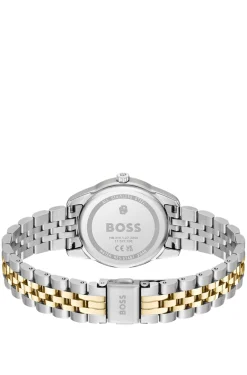 Graceful two-tone watch with crystal-set bezel