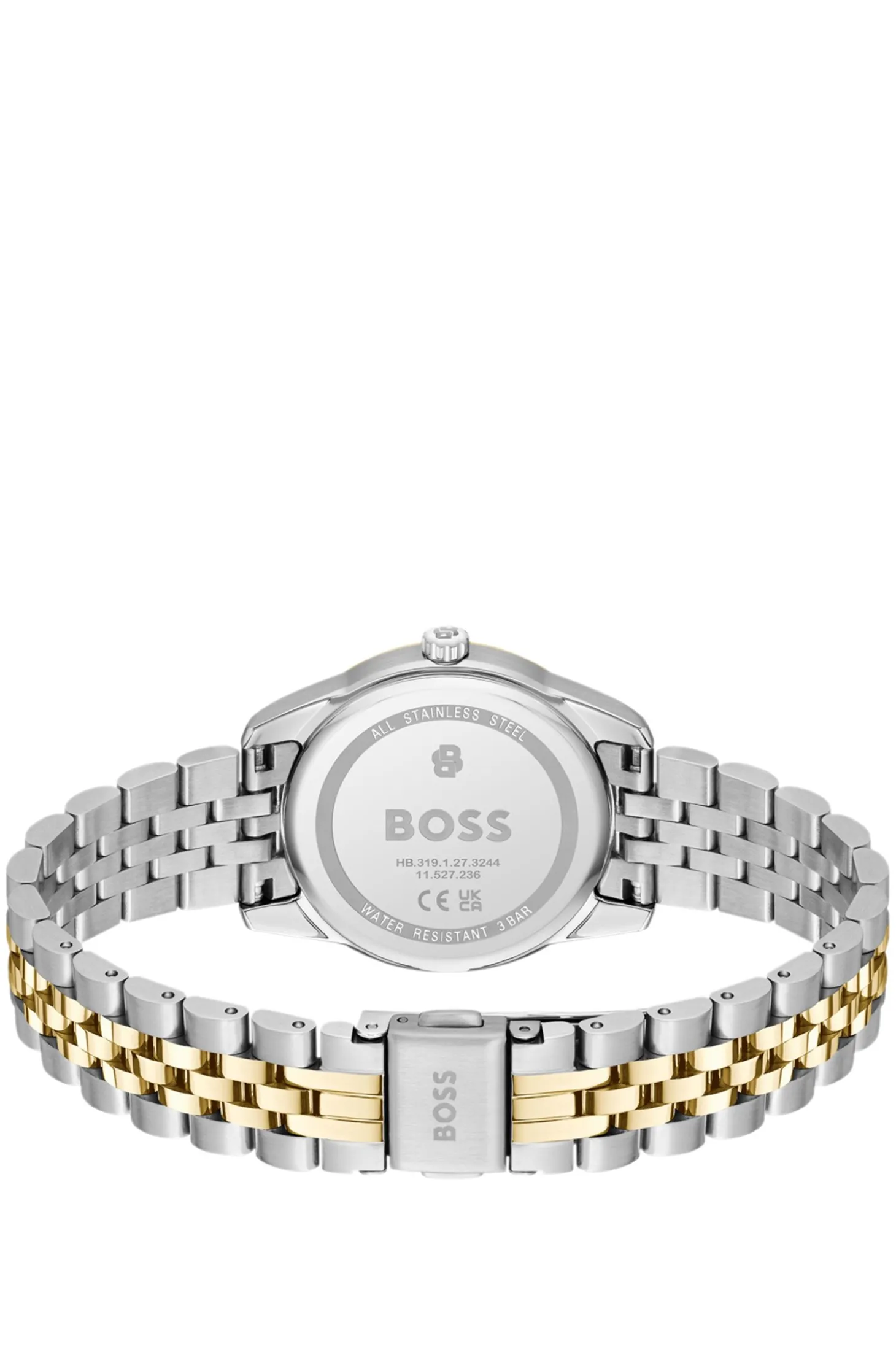 Graceful two-tone watch with crystal-set bezel