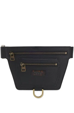 Grained belt bag with antique-gold-effect hardware