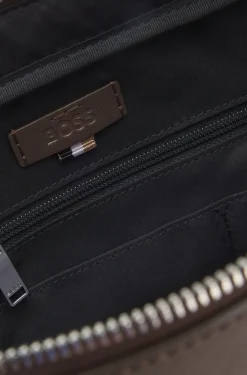 Grained document case with logo lettering