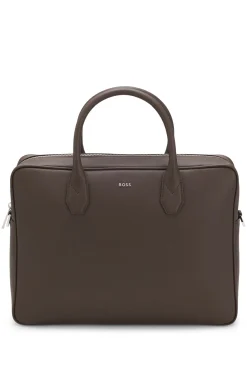 Grained document case with logo lettering