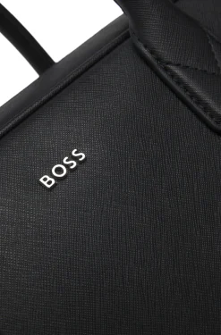 Grained document case with logo lettering