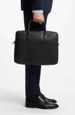 Grained document case with logo lettering