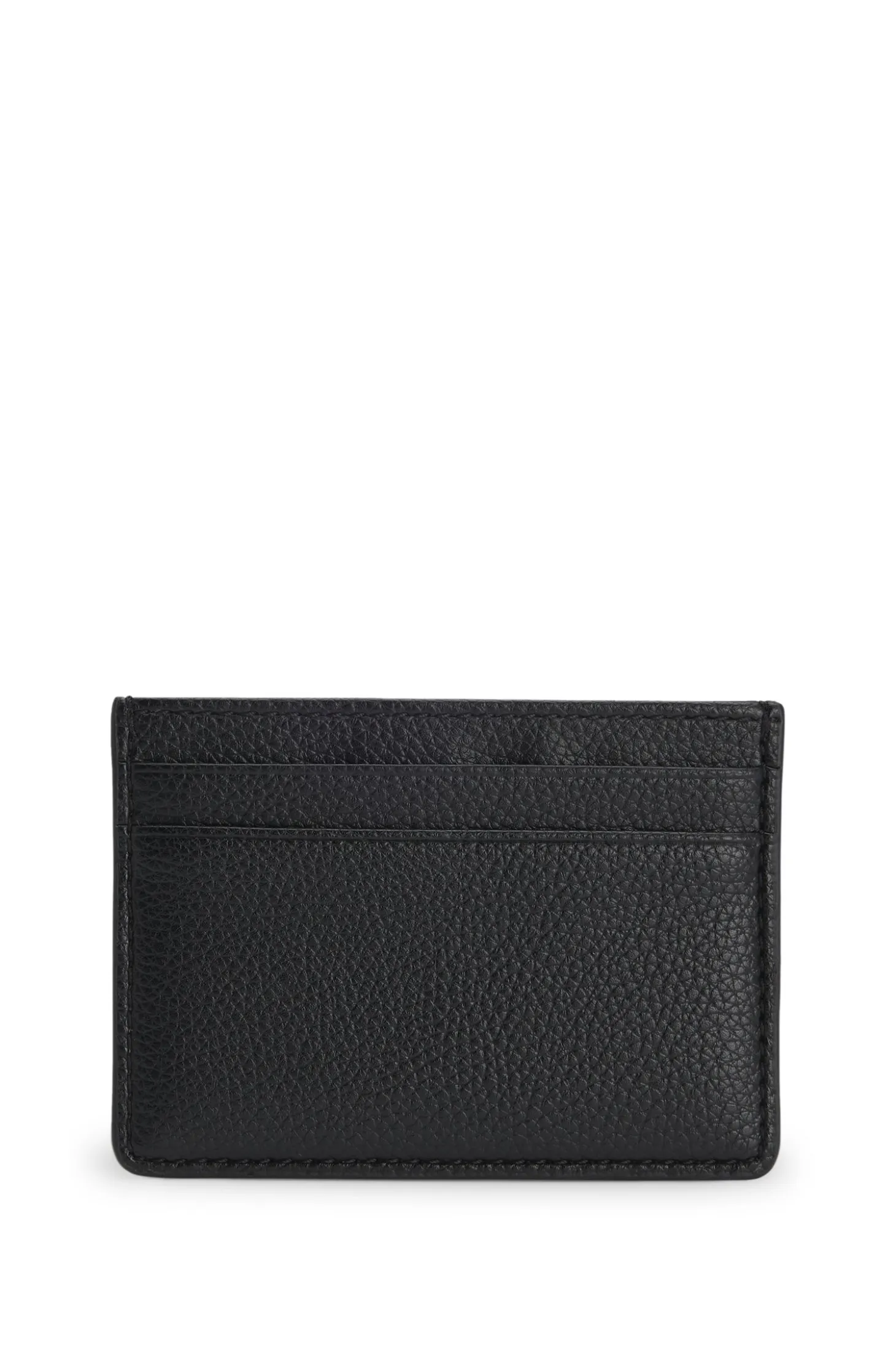 Grained faux-leather card holder with signature-stripe trim