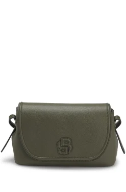 Grained faux-leather crossbody bag with Double B monogram