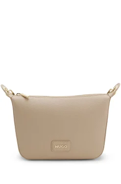 Grained faux-leather shoulder bag with gold-tone hardware