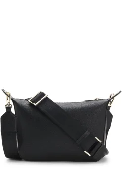 Grained faux-leather shoulder bag with gold-tone hardware