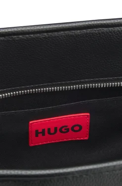 Grained faux-leather tote bag with stacked-logo trim