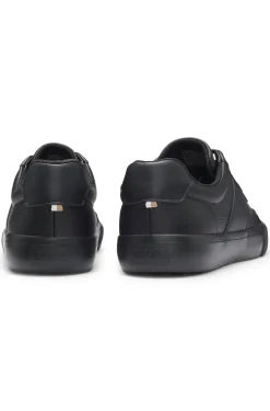 Grained faux-leather trainers with genuine leather trims