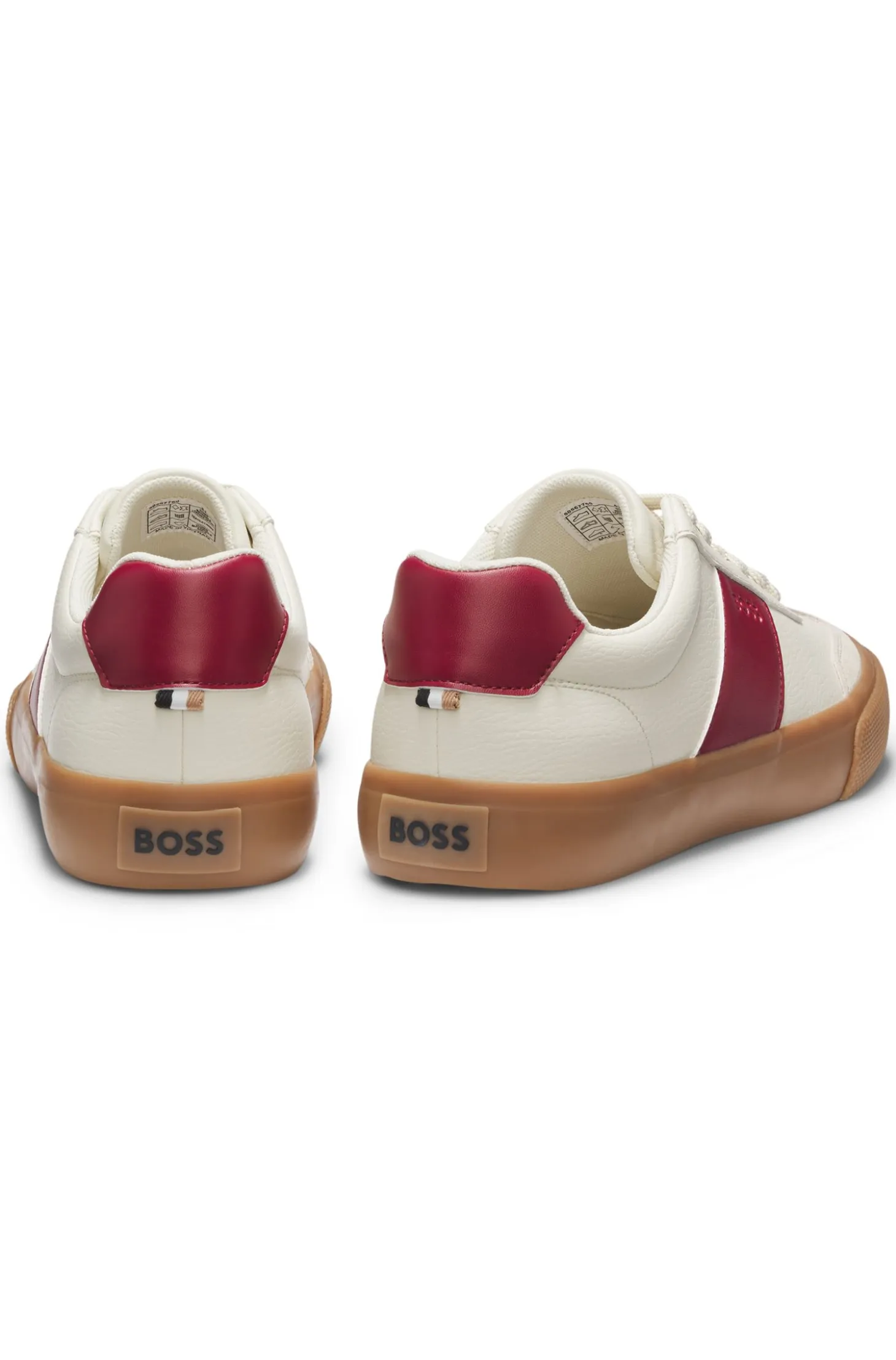 Grained faux-leather trainers with genuine leather trims